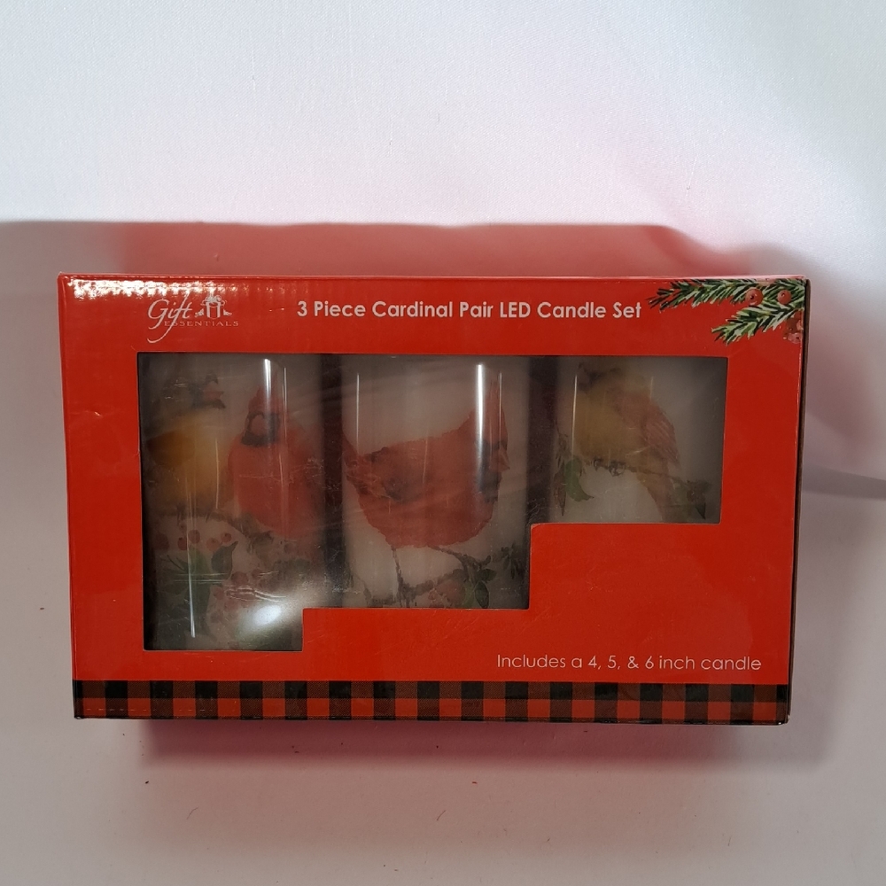Essentials Cardinal Pair LED Candle Set - Red and White